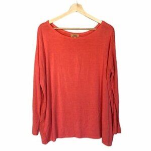 Piko 1988 Dark Orange Bamboo Long Sleeve Loose Fit T-Shirt S